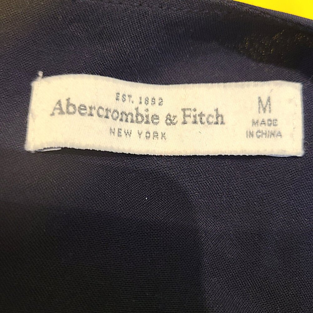 Abercrombie & Fitch Navy Chiffon Swing Shift Dress | Keyhole Back | Size M - Picture 6 of 6